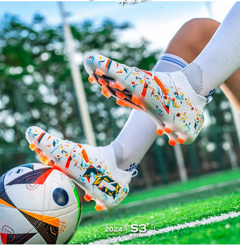 Mens Pink Green Firm Ground Soccer Cleats Breathable Knit For Professional Football Training_vogvips.com