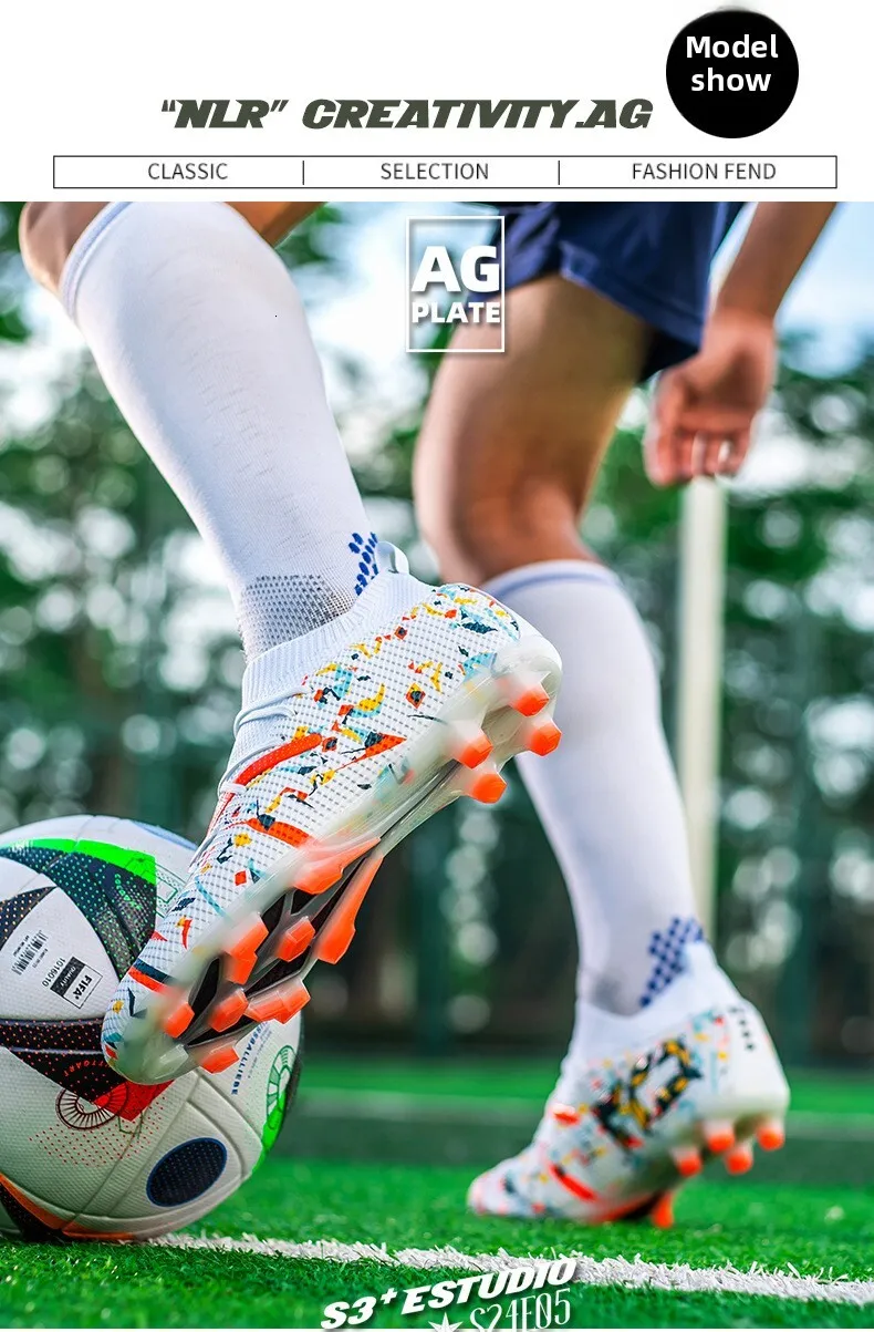 Mens Pink Green Firm Ground Soccer Cleats Breathable Knit For Professional Football Training_vogvips.com