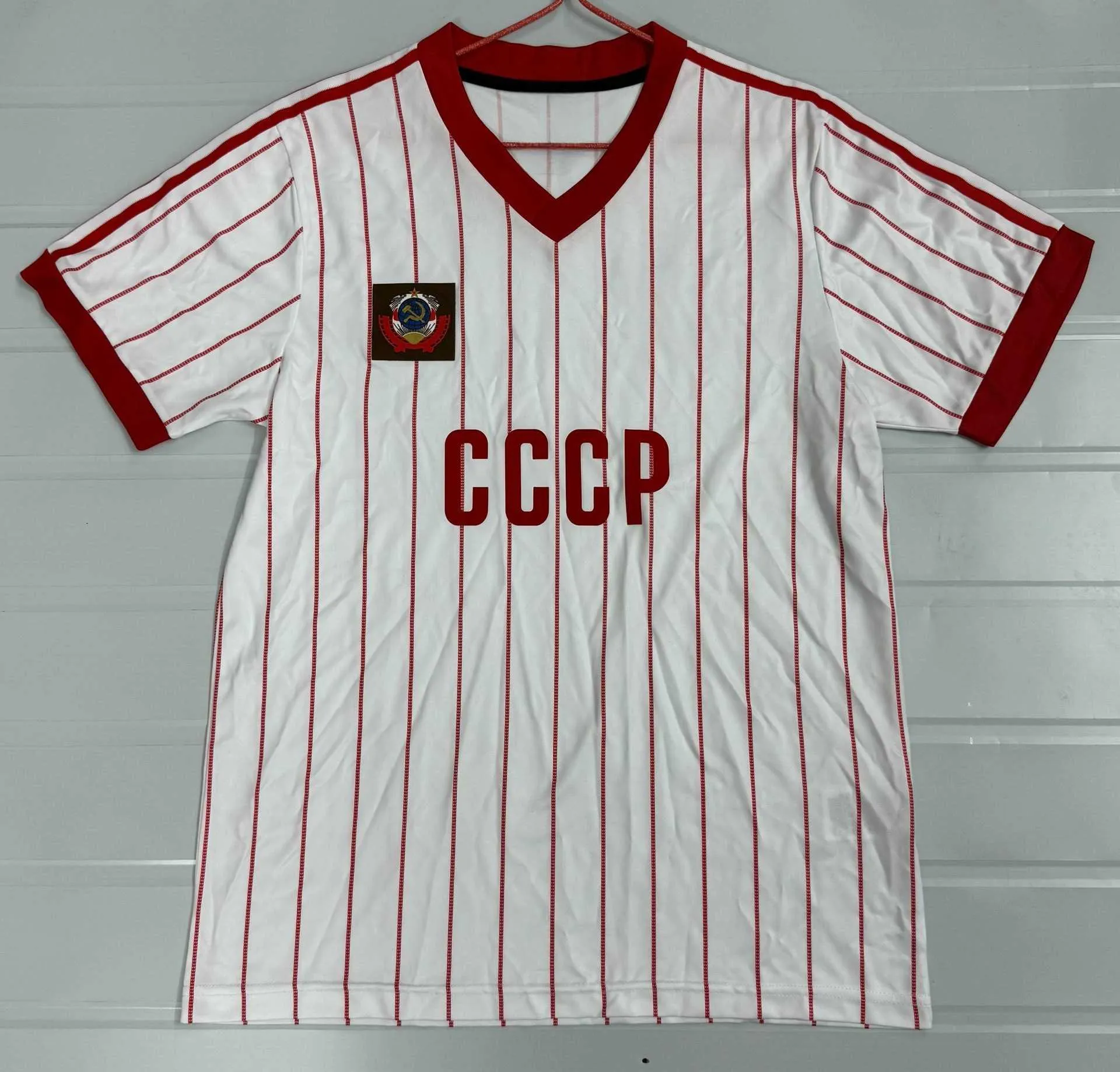 ウェア  CCCP USSR Soccer Jersey White Red Wholesale Soviet Union Football Fan Version Short Sleeved From