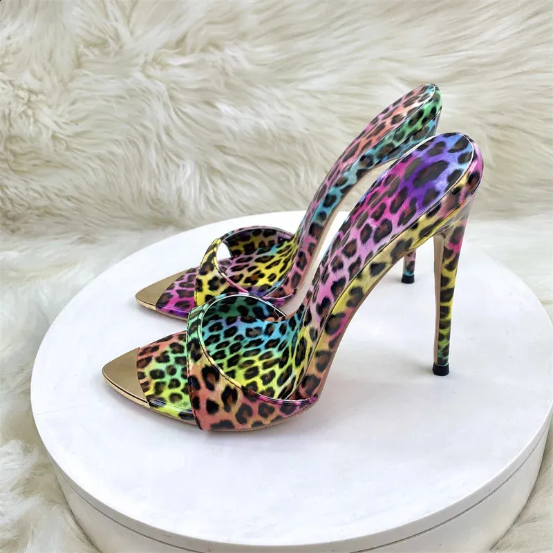 Women's Leopard Print Heeled Sandals Pointed Toe Stiletto Shoes_voghion.com