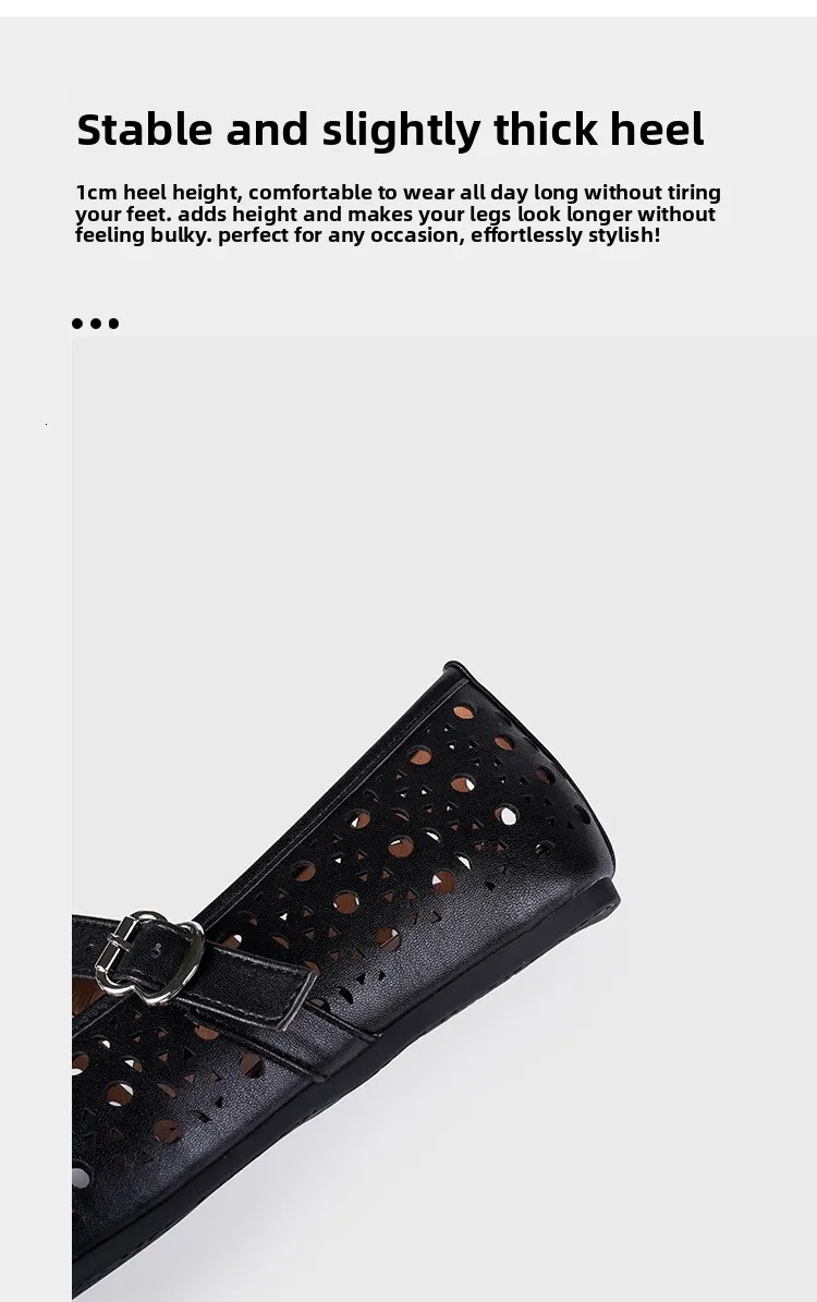 Womens Black White Blue Cut Out Mary Jane Flats Breathable For Summer Casual Daily Wear Daily Outfit_vogvips.com
