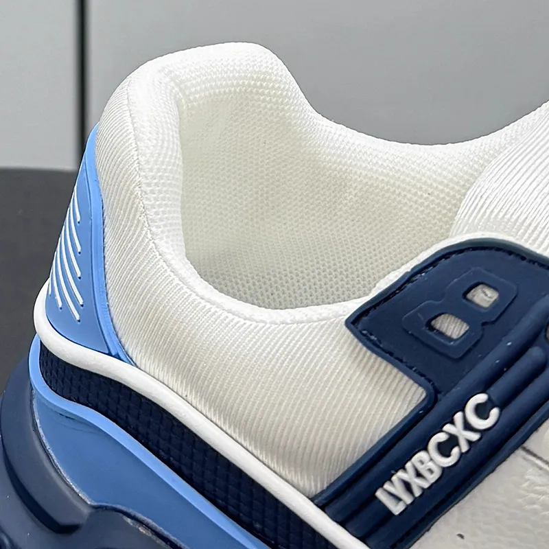 Men Black White Chunky Platform Sneakers For Fitness Training_voghion.com