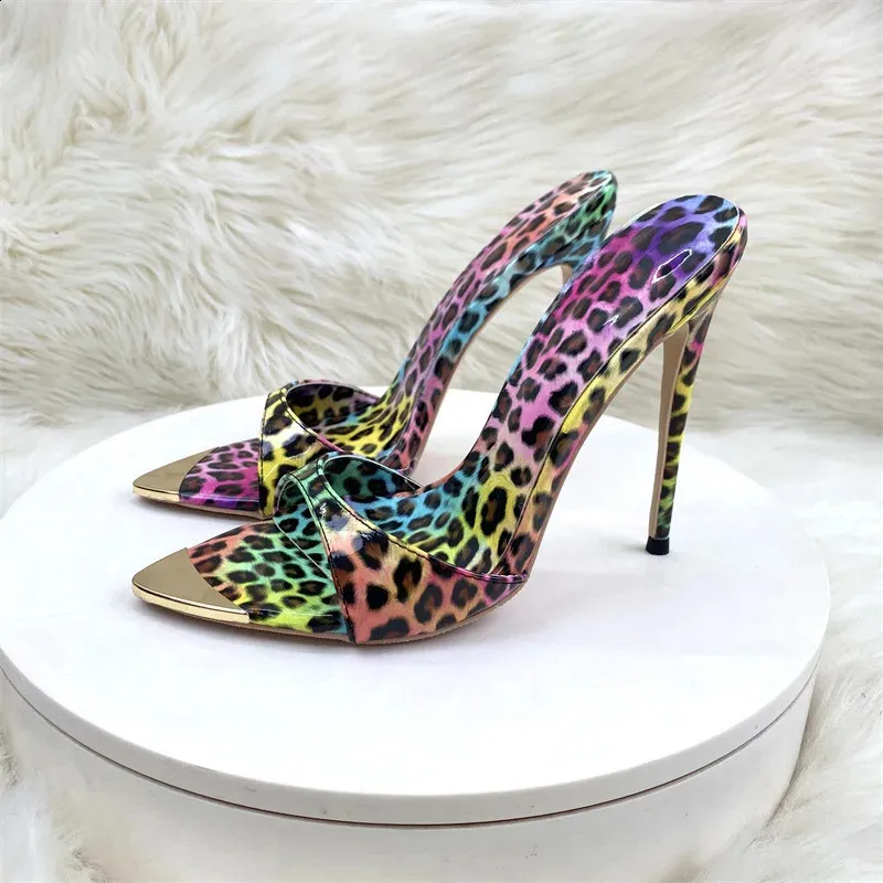 Women's Leopard Print Heeled Sandals Pointed Toe Stiletto Shoes_voghion.com