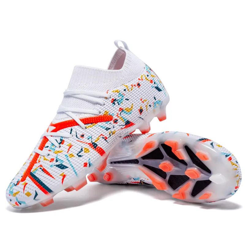 Mens Pink Green Firm Ground Soccer Cleats Breathable Knit For Professional Football Training_vogvips.com