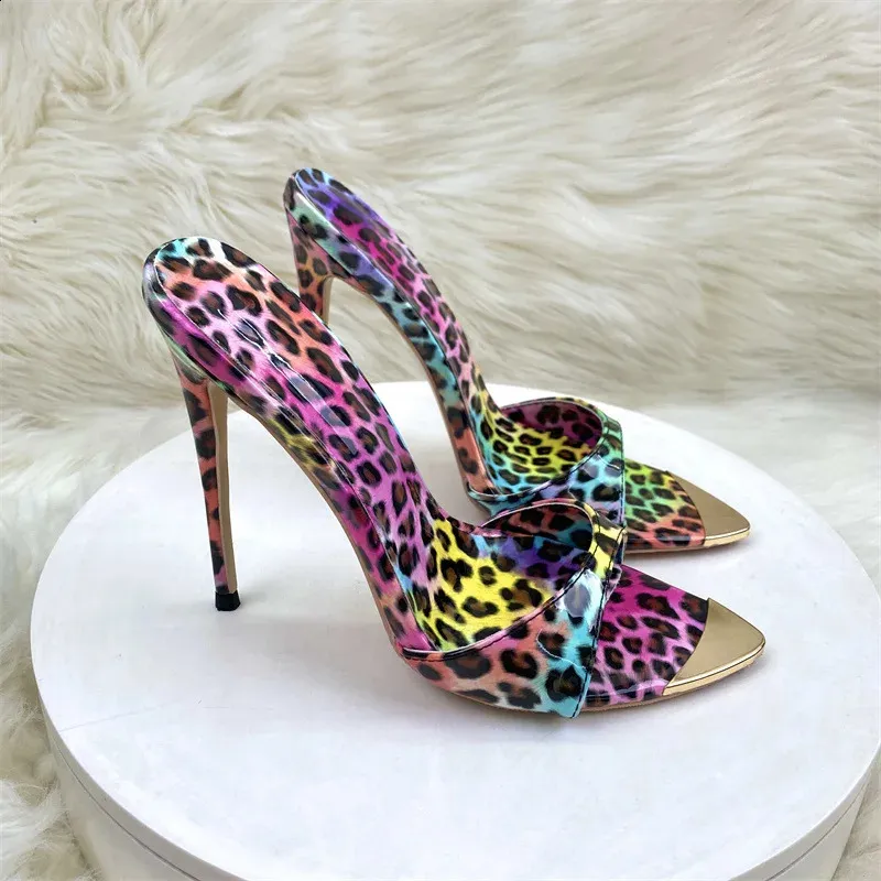 Women's Leopard Print Heeled Sandals Pointed Toe Stiletto Shoes_voghion.com