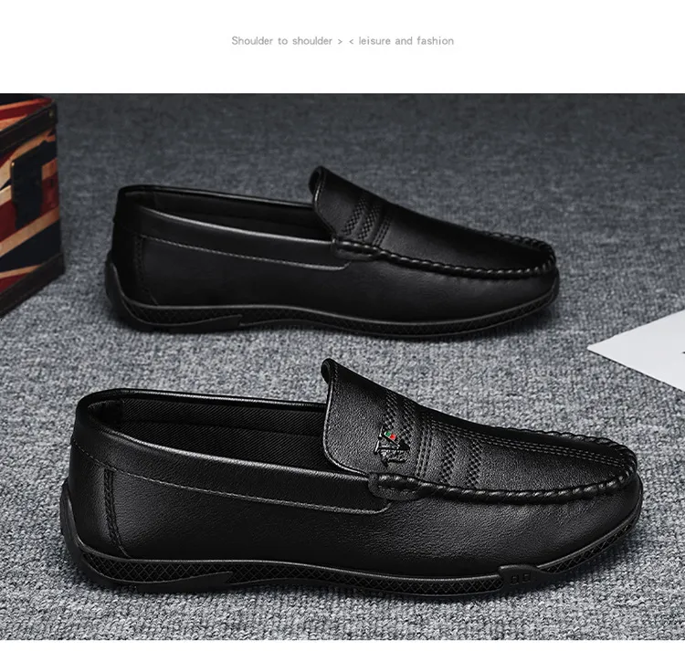 Schwarze Herren Slipper Aus Leder Für Büro Und Alltag_voghion.com