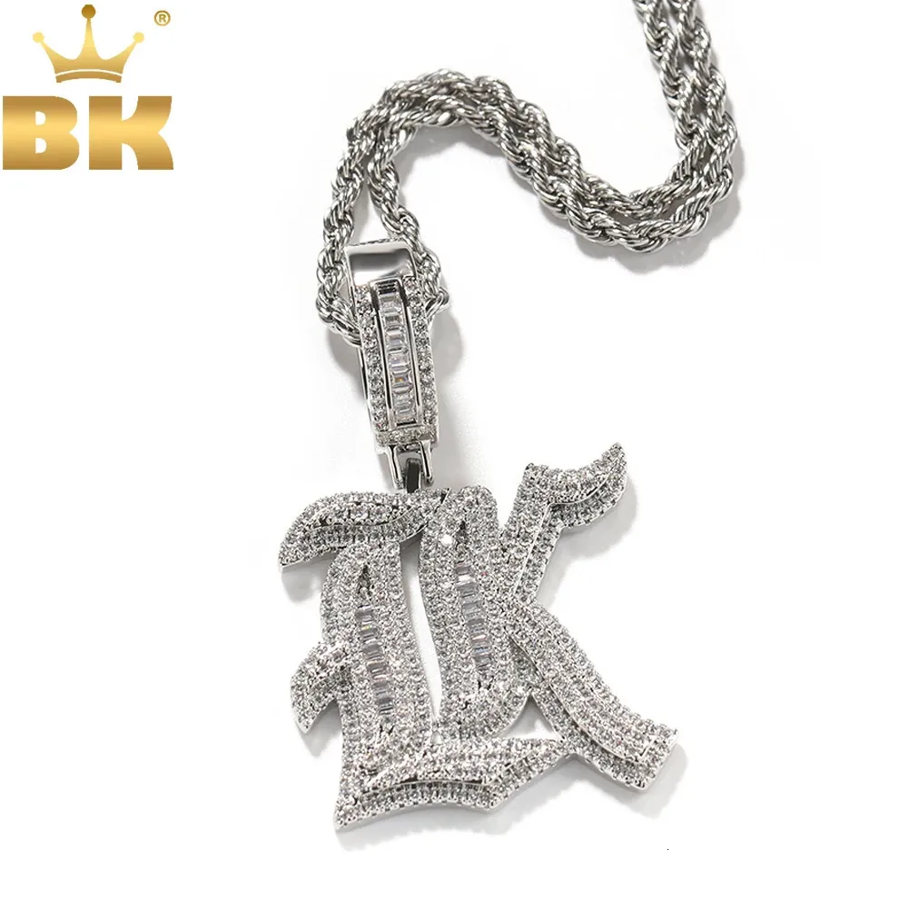 Gothic Initial Letter A Z Pendant With Iced Out Cubic From