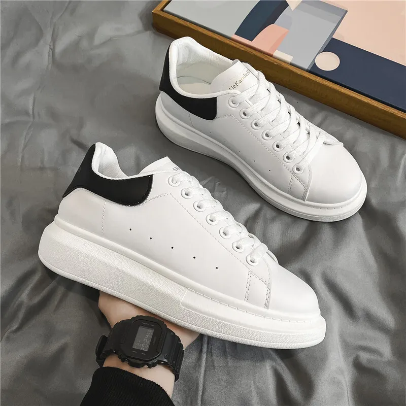 Herren-Sportschuhe aus Leder mit dicker Sohle, klassische Schnürschuhe für die Freizeit, ideal zum Eislaufen, Sportschuhe mit dicker Sohle_voghion.com