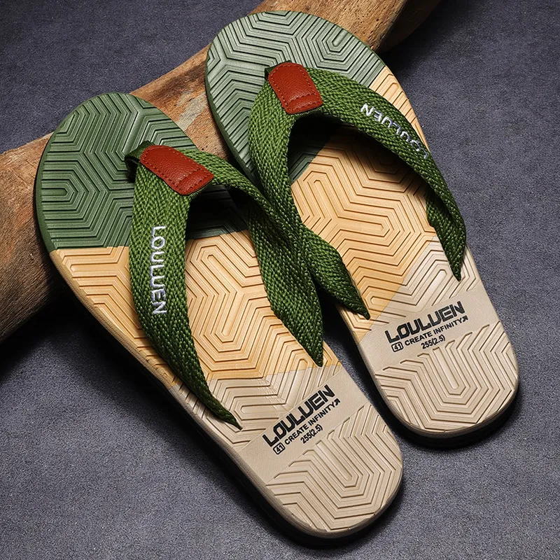 Men's Color Block Geometric Print Flip Flops Non Slip Cushioned Beach Slippers Casual Breathable Summer Sandals_voghion.com