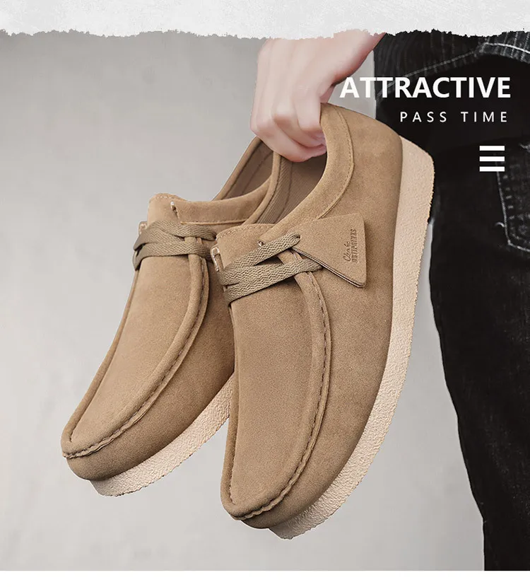 Herren Suede Slipper Leder Freizeitschuhe Bequeme Sneaker_voghion.com