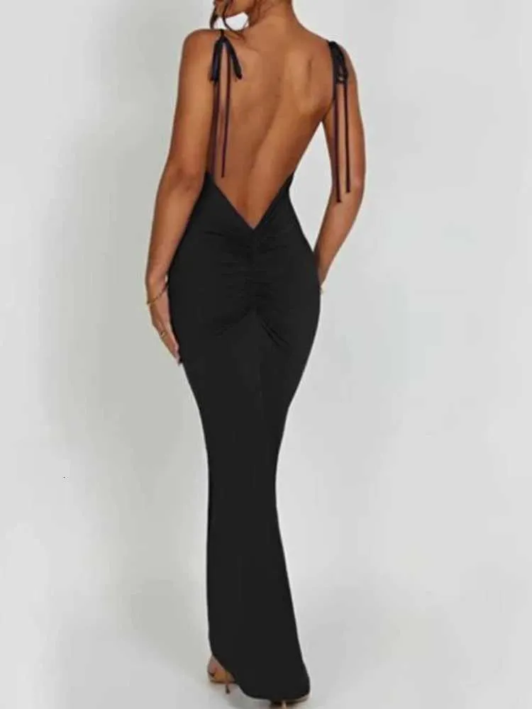backless slim maxi dresses Solid Color Dress – AnotherChill Striking Architecture for Bold and Sophisticated Summer Nights Solid Spliced Ruffles Party Beach