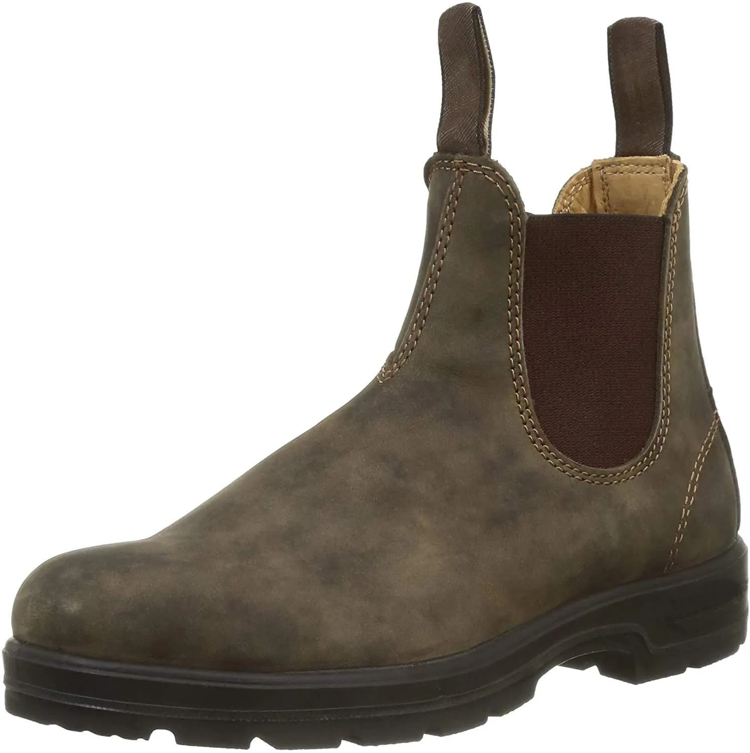 Botas Chelsea masculinas em couro cinza com painéis laterais elásticos, ideais para uso casual elegante no escritório._voghion.com