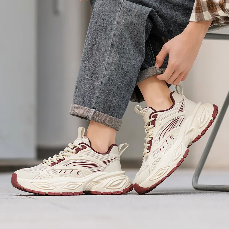 Black Chunky Dad Sneakers Breathable Mesh Platform Sports Shoes_voghion.com