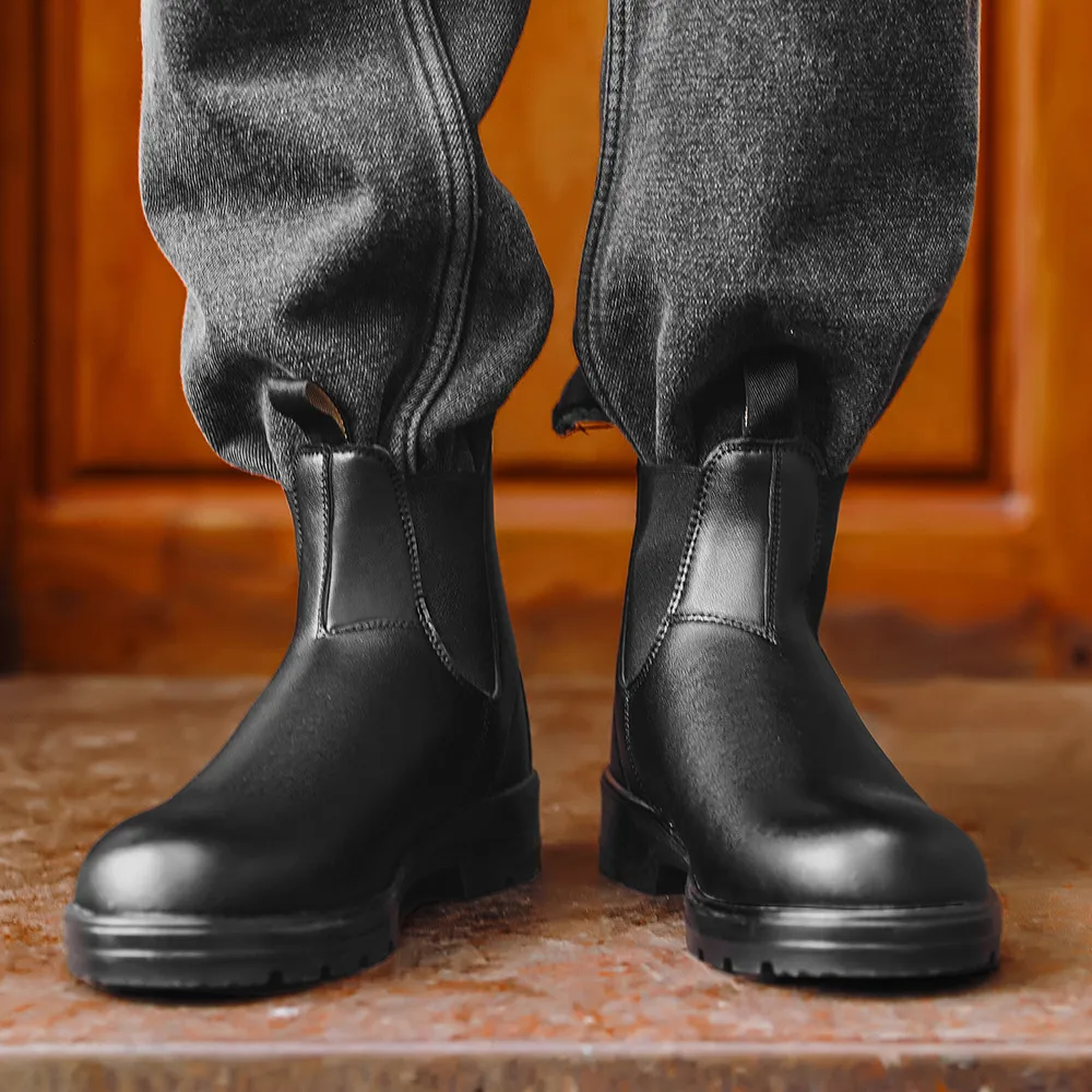Botas chelsea de couro cinza masculinas para estilo casual_voghion.com