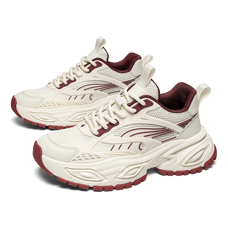 All Black Chunky Dad Sneakers Mesh Breathable Platform Sports Shoes For Men Women_voghion.com