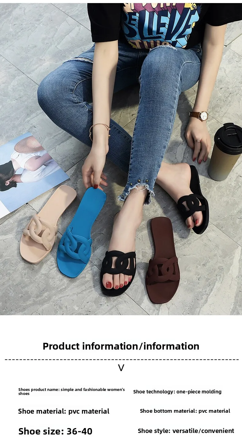 Women's Multi Colour Intertwined Strap Slide Sandals Flat Sole_voghion.com