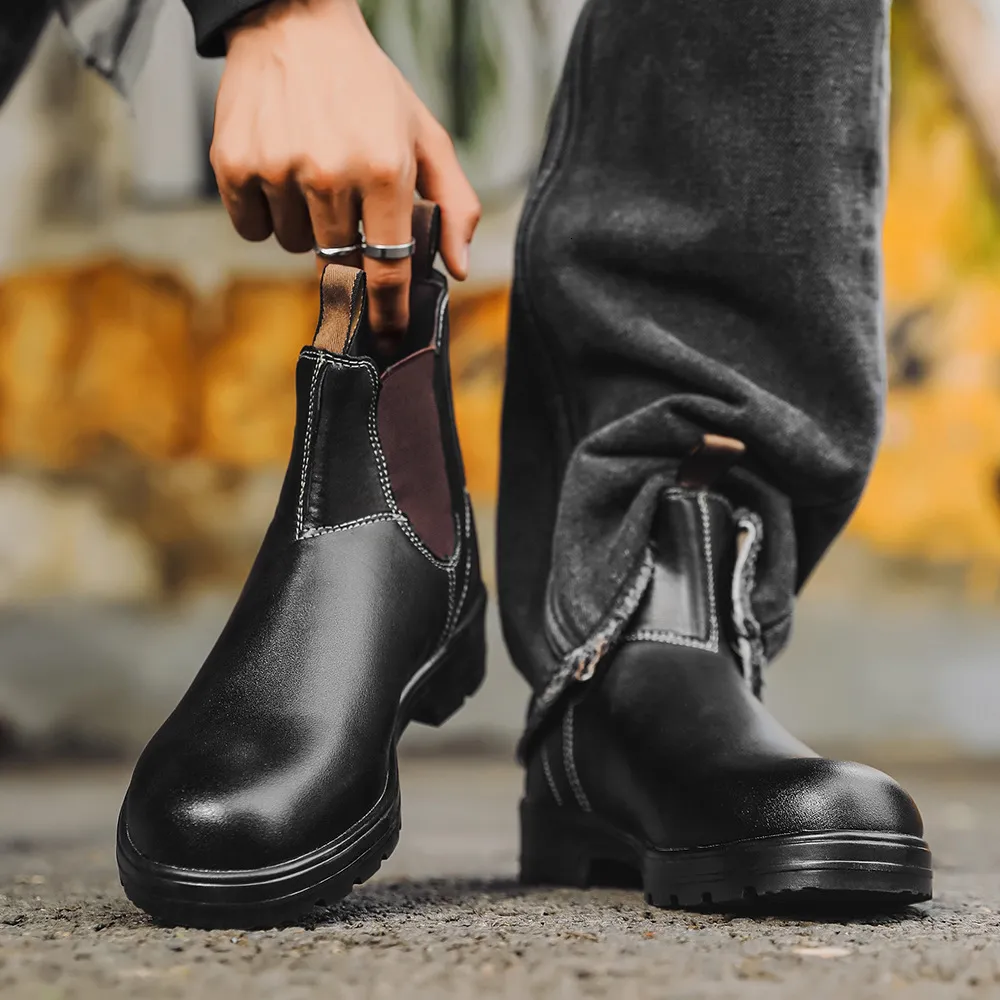 Botas chelsea de couro cinza masculinas para estilo casual_voghion.com