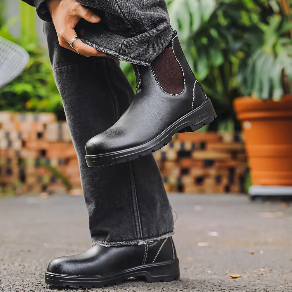 Botas chelsea de couro cinza masculinas para estilo casual_voghion.com