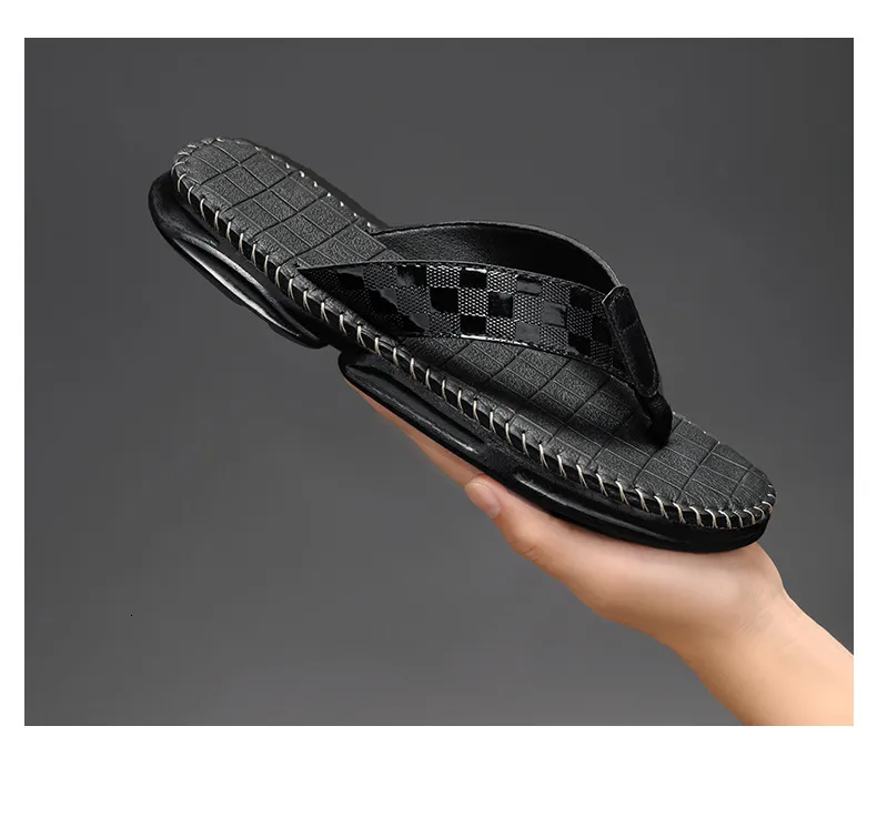 Men's Plaid Print Non-slip Beach Sandals With Toe Post Design_voghion.com