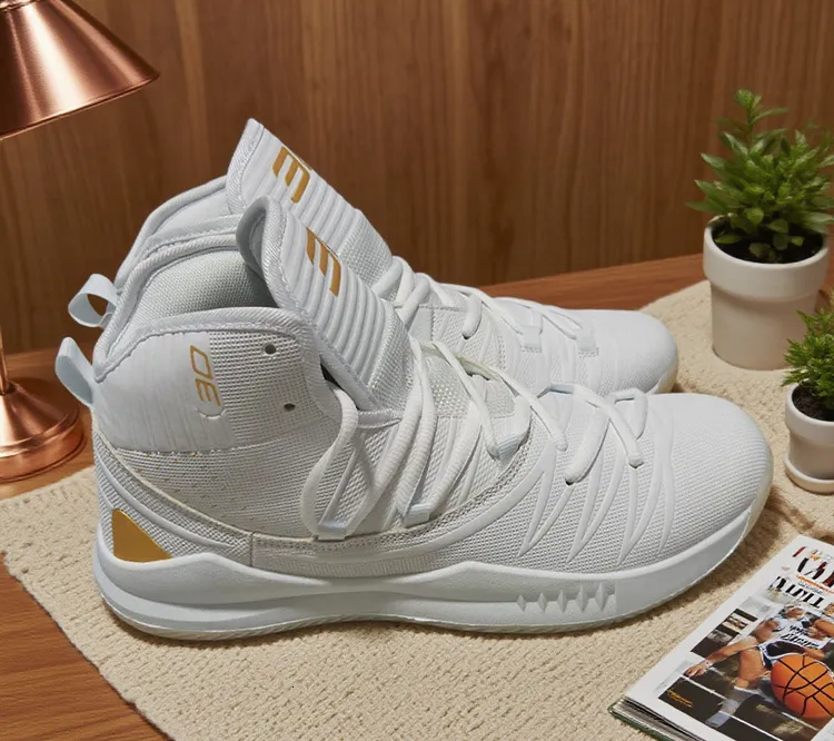 Men's High Top Basketball Sneakers Breathable Knit Upper Shock Absorbing Cushioning Anti Slip Sports Trainers_vogvips.com