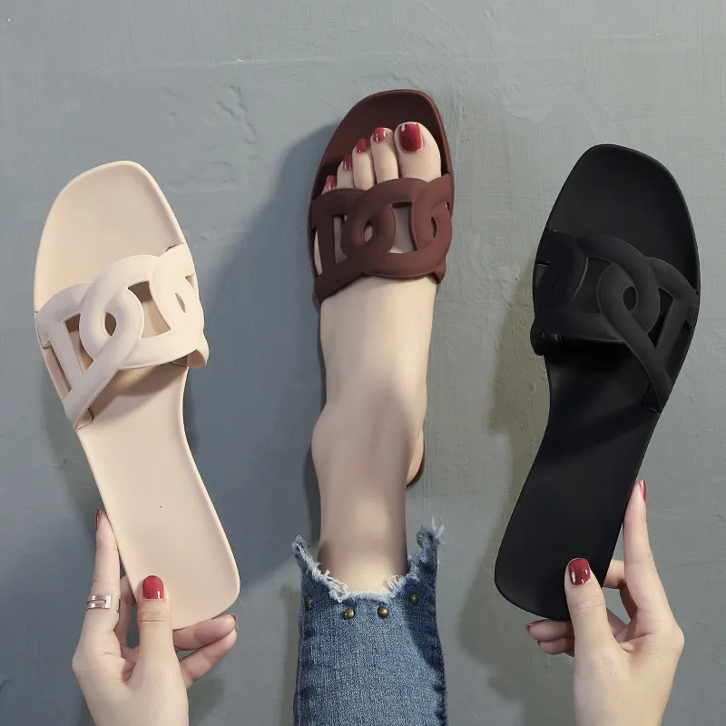 Womens Multi Color Intertwined Strap Slide Sandals Flat Sole For Summer Casual Beach Daily Wear_voghion.com