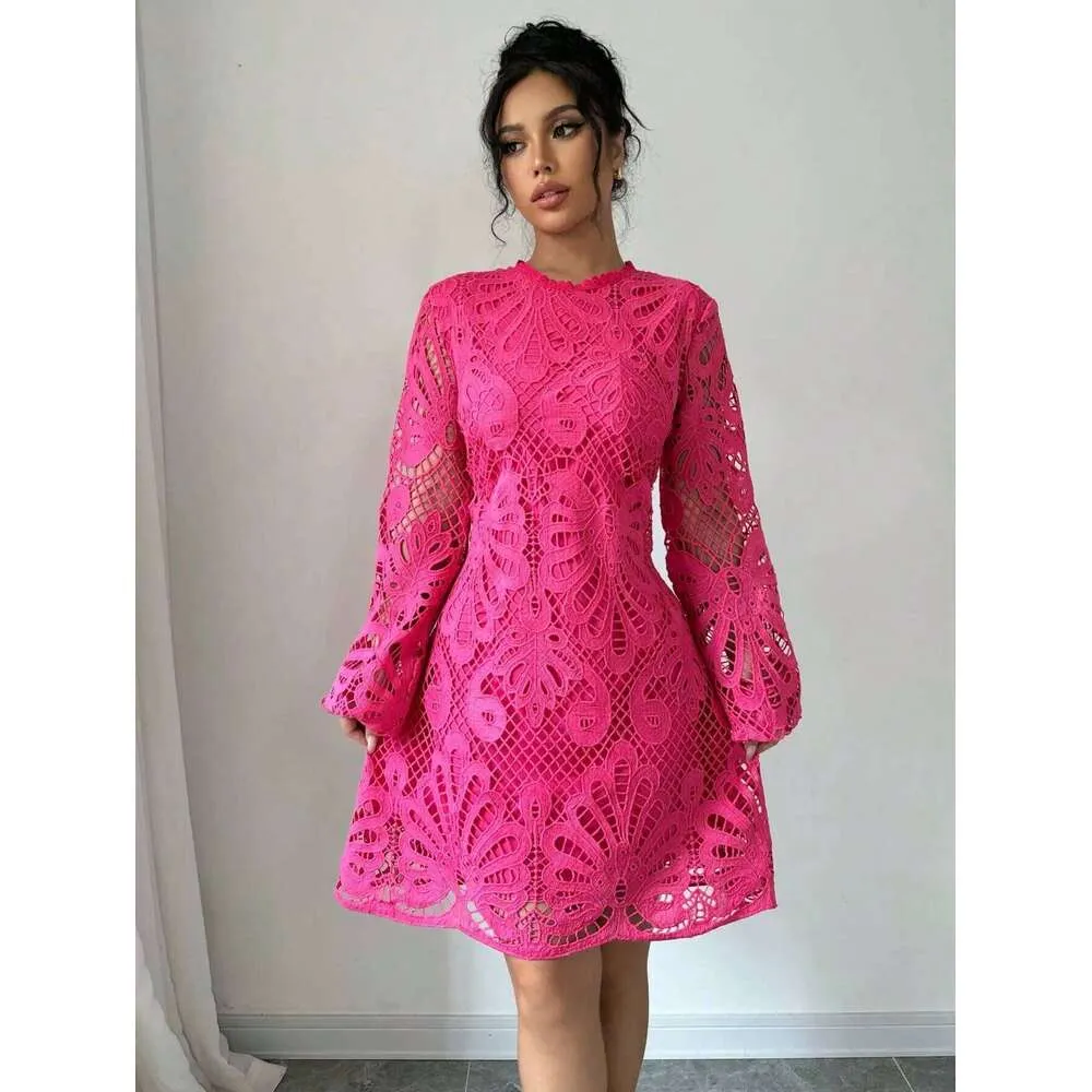 hot pink lace long sleeve dress hot pink long sleeve lace dress Dusty Rose Lace Long Sleeve Dress