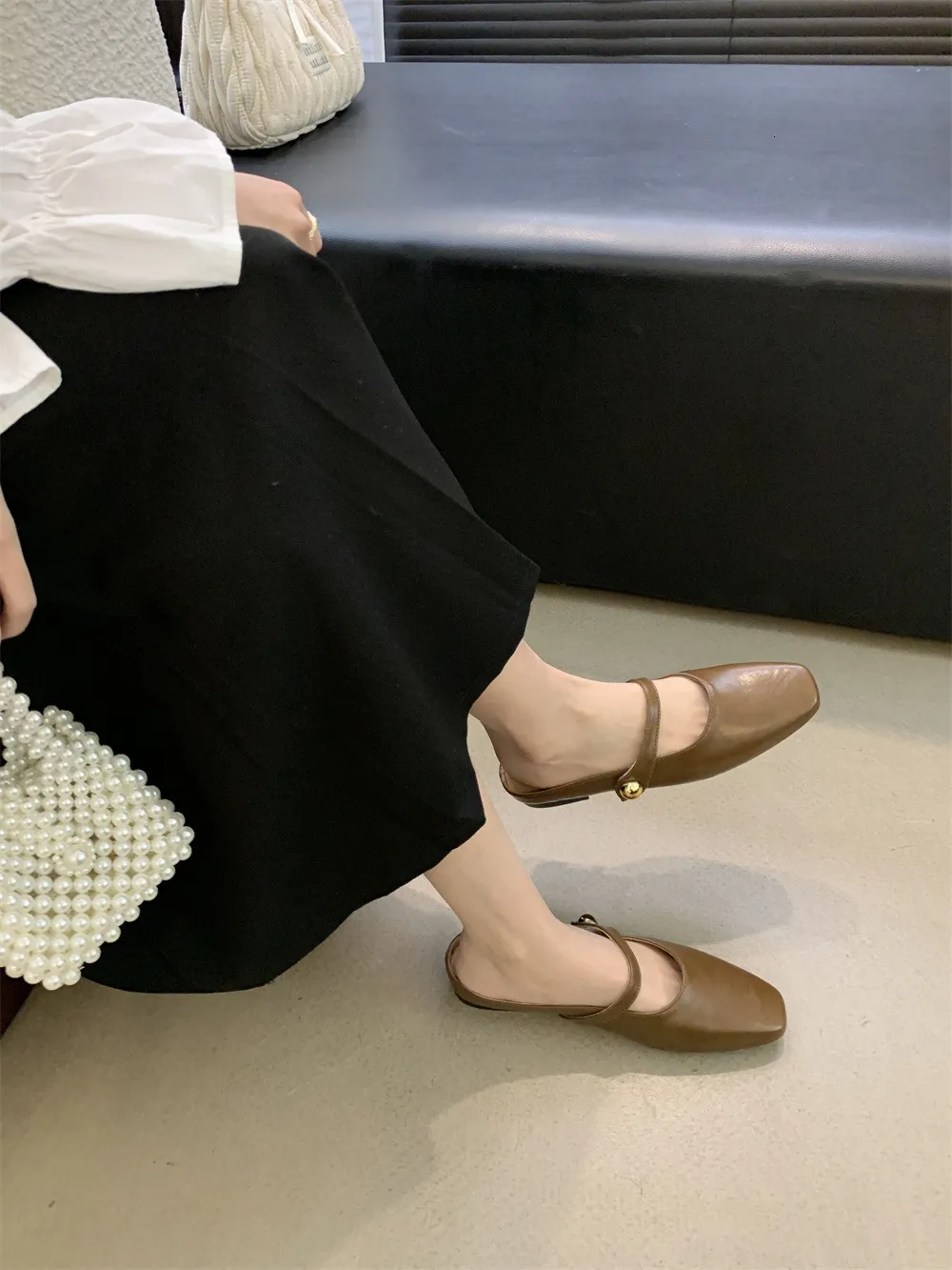 Women's Multi-colour Mary Jane Mules Square Toe Flat Sandals_voghion.com