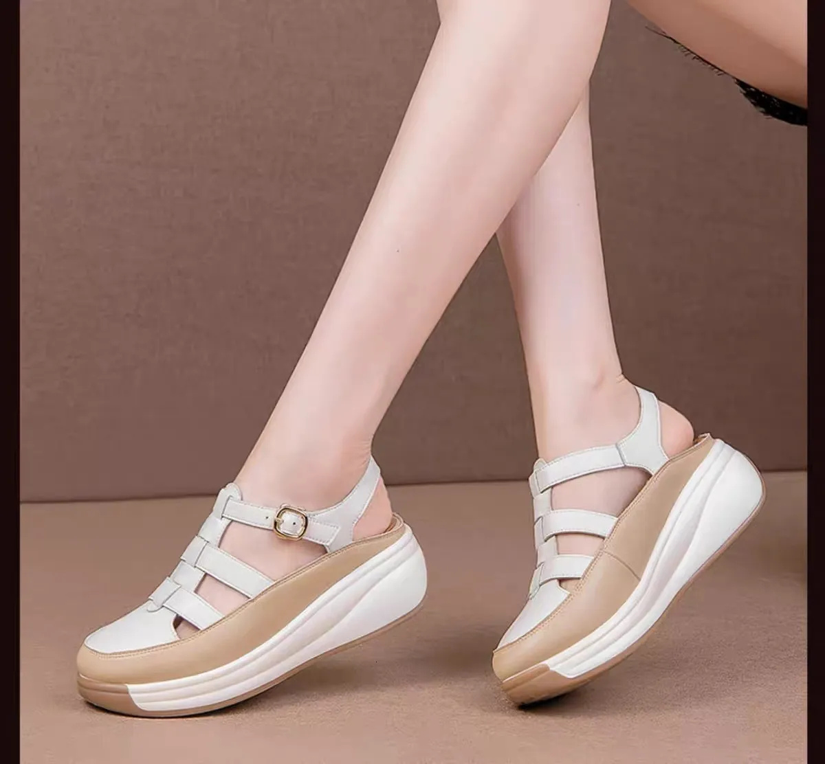 Damen Plateau Gladiator Sandalen Mit Keilabsatz Für Sommer_voghion.com