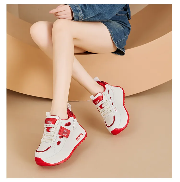 Hollow Platform Trainers For Women Lace Up Wedge Sole Walking Shoes_voghion.com