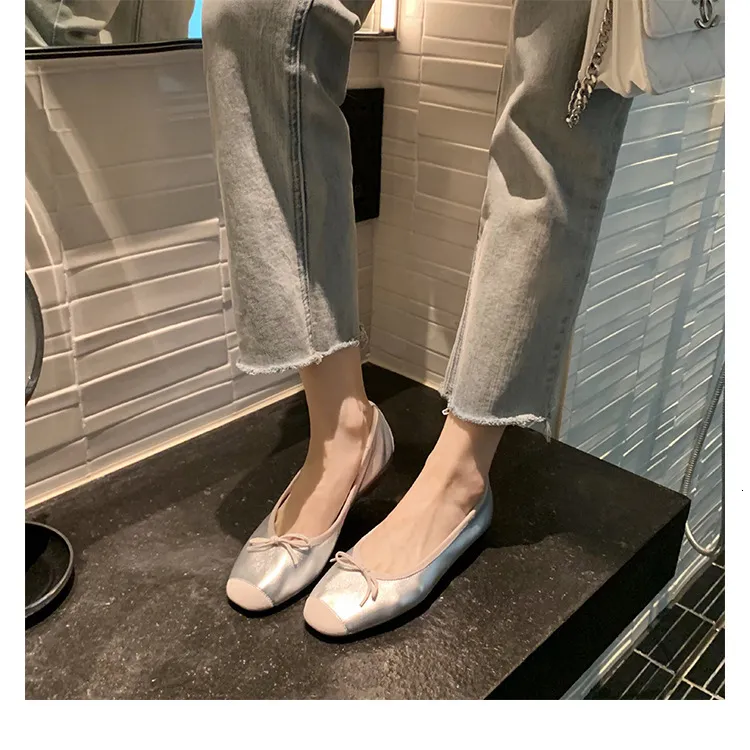 Bequeme Damen Ballerinas Mit Eckiger Kappe Aus Weichem Leder_voghion.com