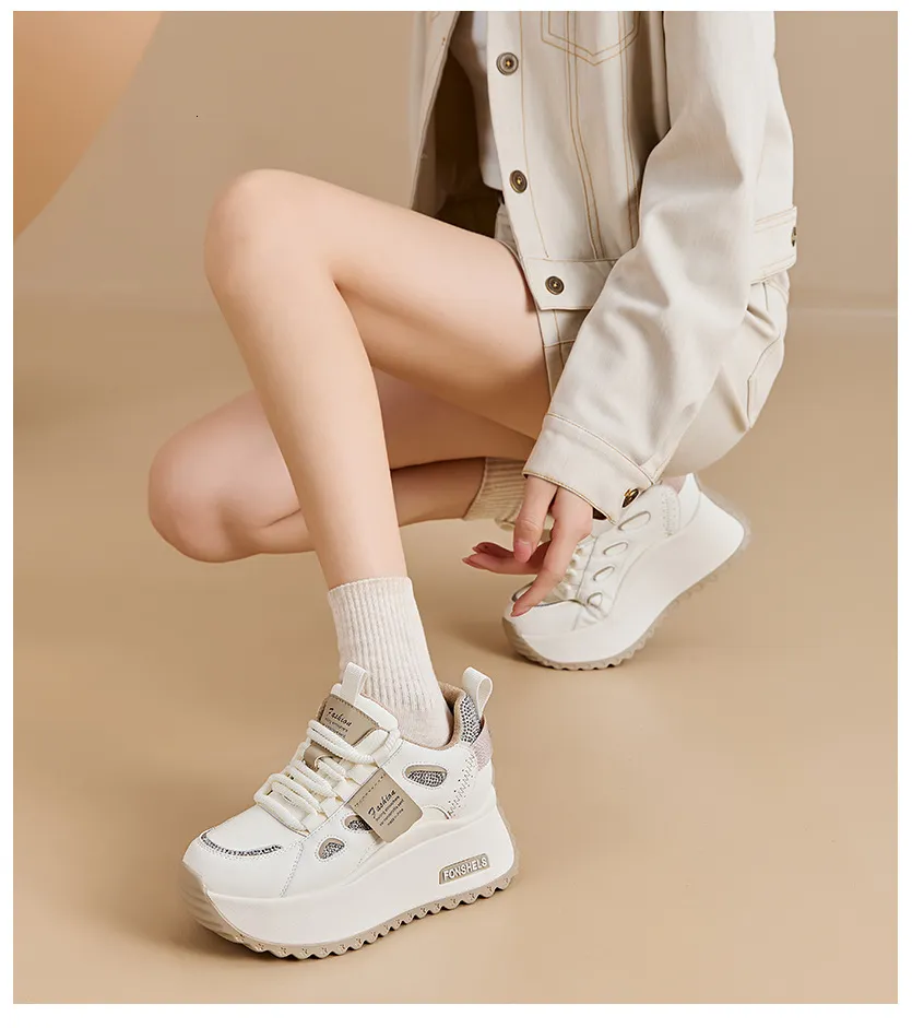 Hollow Platform Trainers For Women Lace Up Wedge Sole Walking Shoes_voghion.com