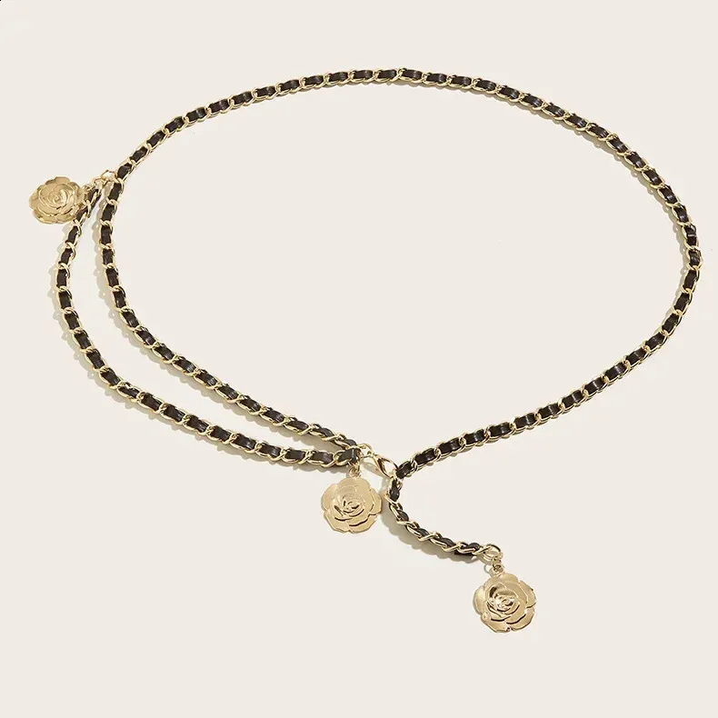 High Quality Metal Waist Chain Belt with Round Flower Pendant Chunky Metal Belt With Colorful Flowers, Jewelry Belt  main image 3