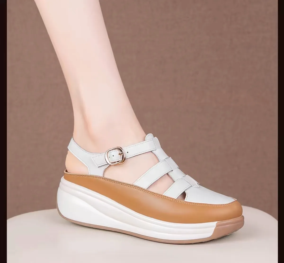 Damen Plateau Gladiator Sandalen Mit Keilabsatz Für Sommer_voghion.com