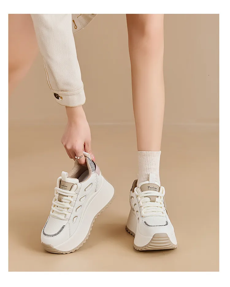 Hollow Platform Trainers For Women Lace Up Wedge Sole Walking Shoes_voghion.com