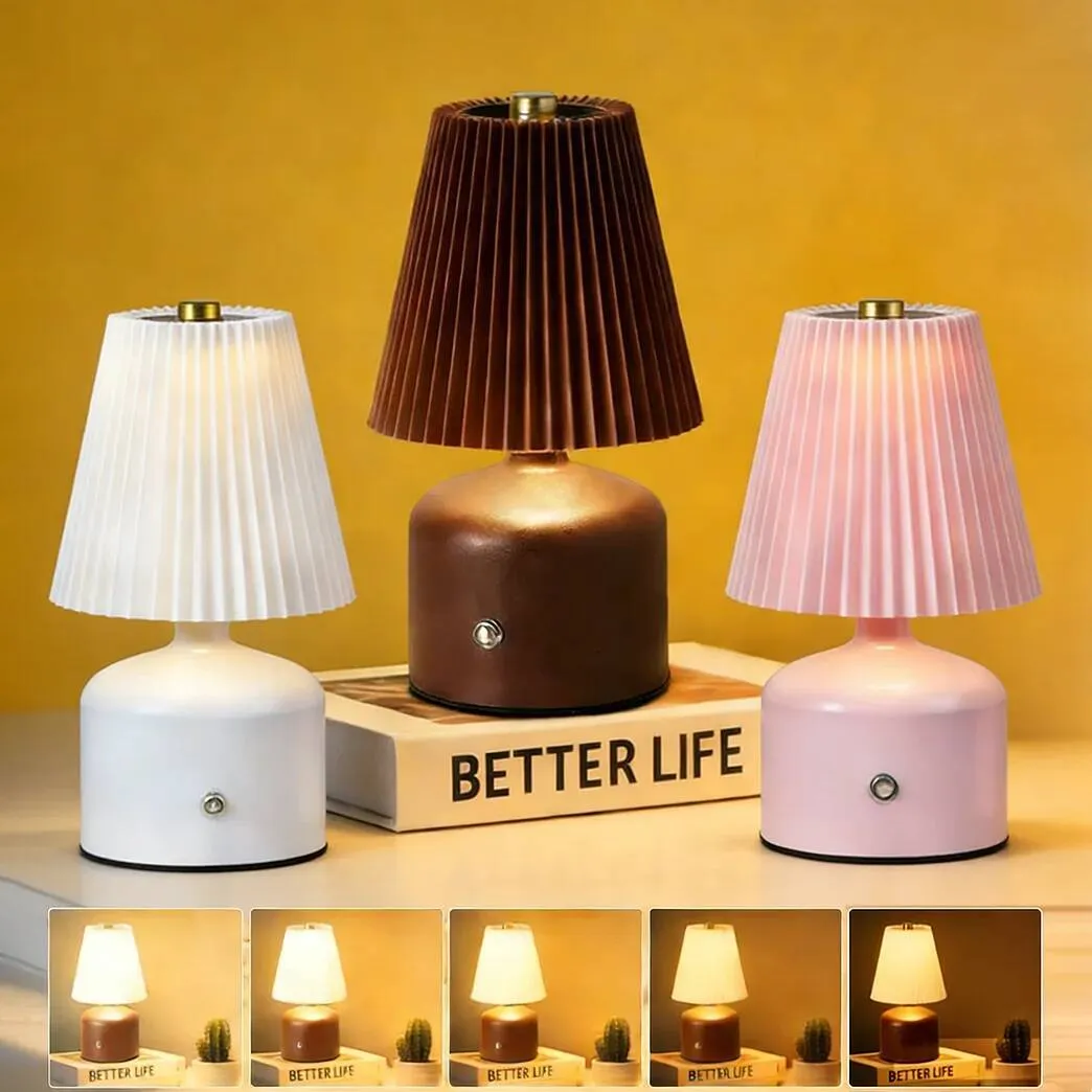 مصباح طاولة قماش LED قابل لإعادة الشحن، ضوء ليلي بجانب السرير قابل للتحكم باللمس، شحن USB 1200 مللي أمبير في الساعة لغرفة النوم وغرفة المعيشة