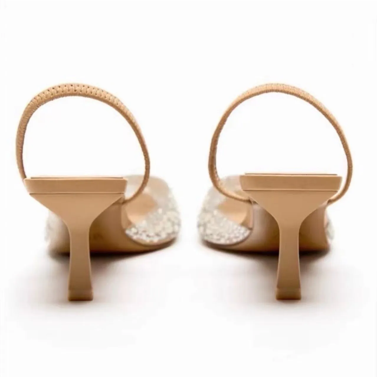 Womens Rhinestone Pearl Pointed Toe Slingback Heels Stiletto Back Strap Pumps Summer Comfort For Wedding Party Bridal_voghion.com