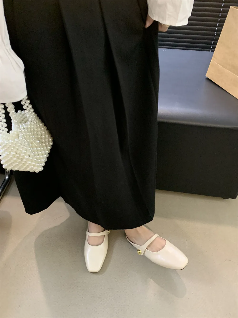 Women's Multi-colour Mary Jane Mules Square Toe Flat Sandals_voghion.com