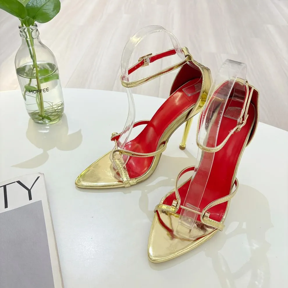 Women’s Red Stiletto Heel Sandals With Ankle Strap For Summer_voghion.com