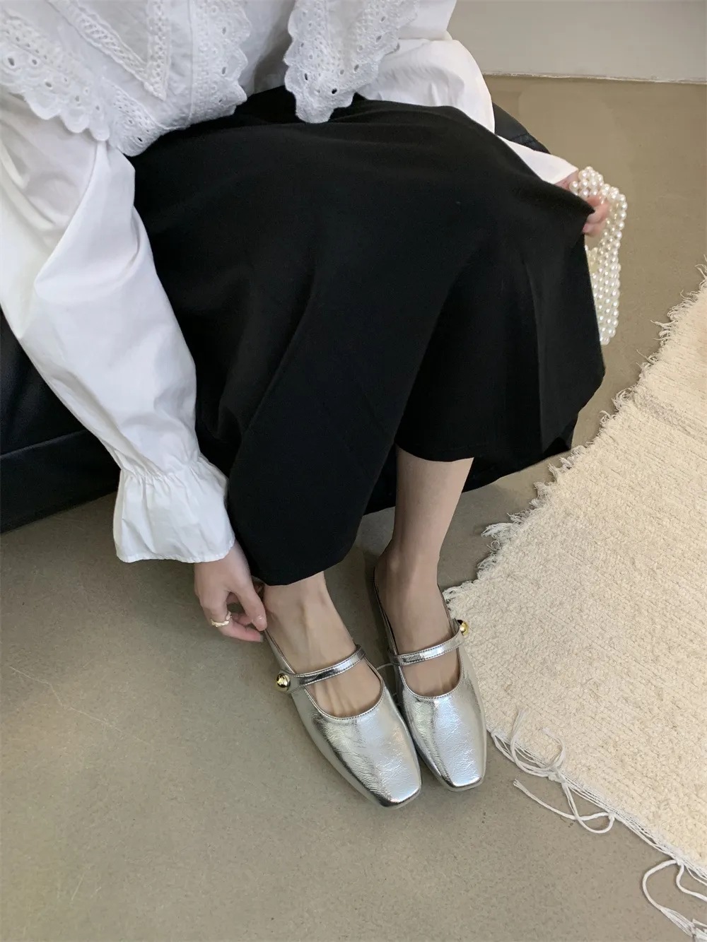 Women's Multi-colour Mary Jane Mules Square Toe Flat Sandals_voghion.com