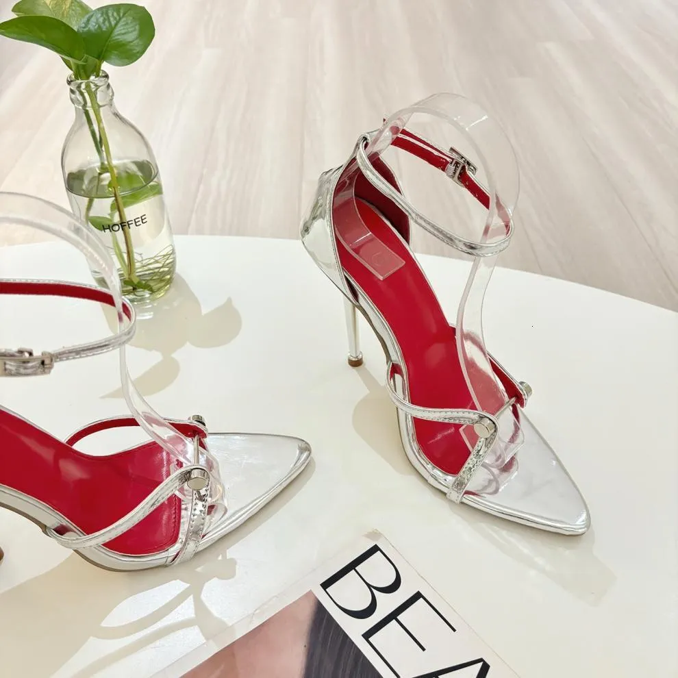 Women’s Red Stiletto Heel Sandals With Ankle Strap For Summer_voghion.com