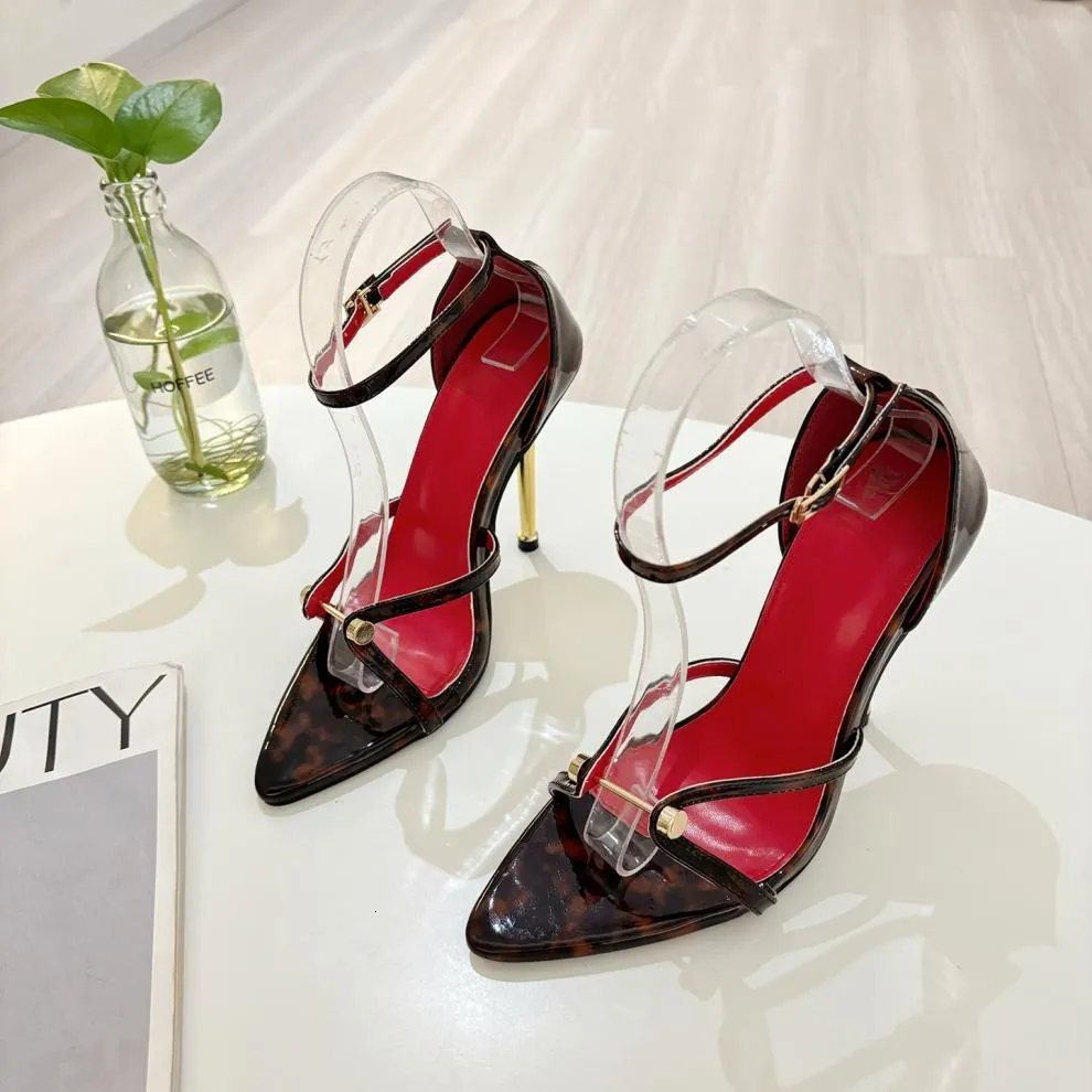 Women’s Red Stiletto Heel Sandals With Ankle Strap For Summer_voghion.com