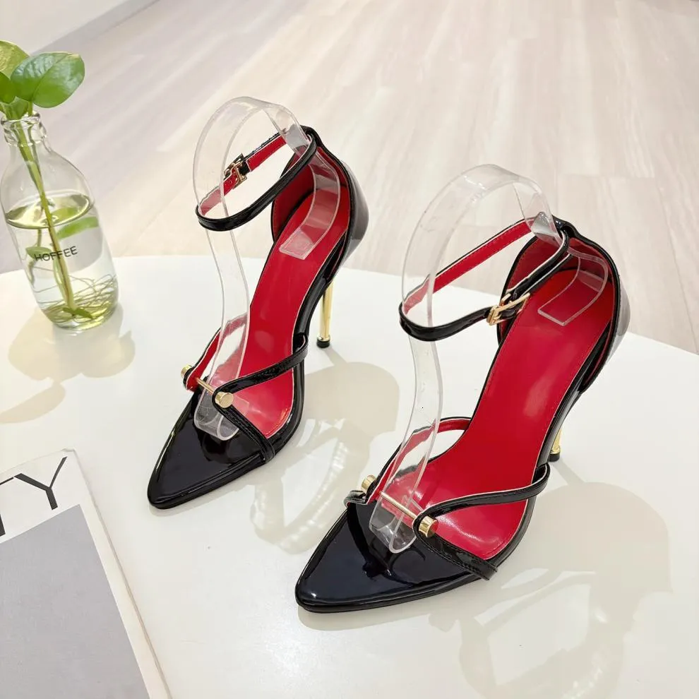 Women’s Red Stiletto Heel Sandals With Ankle Strap For Summer_voghion.com