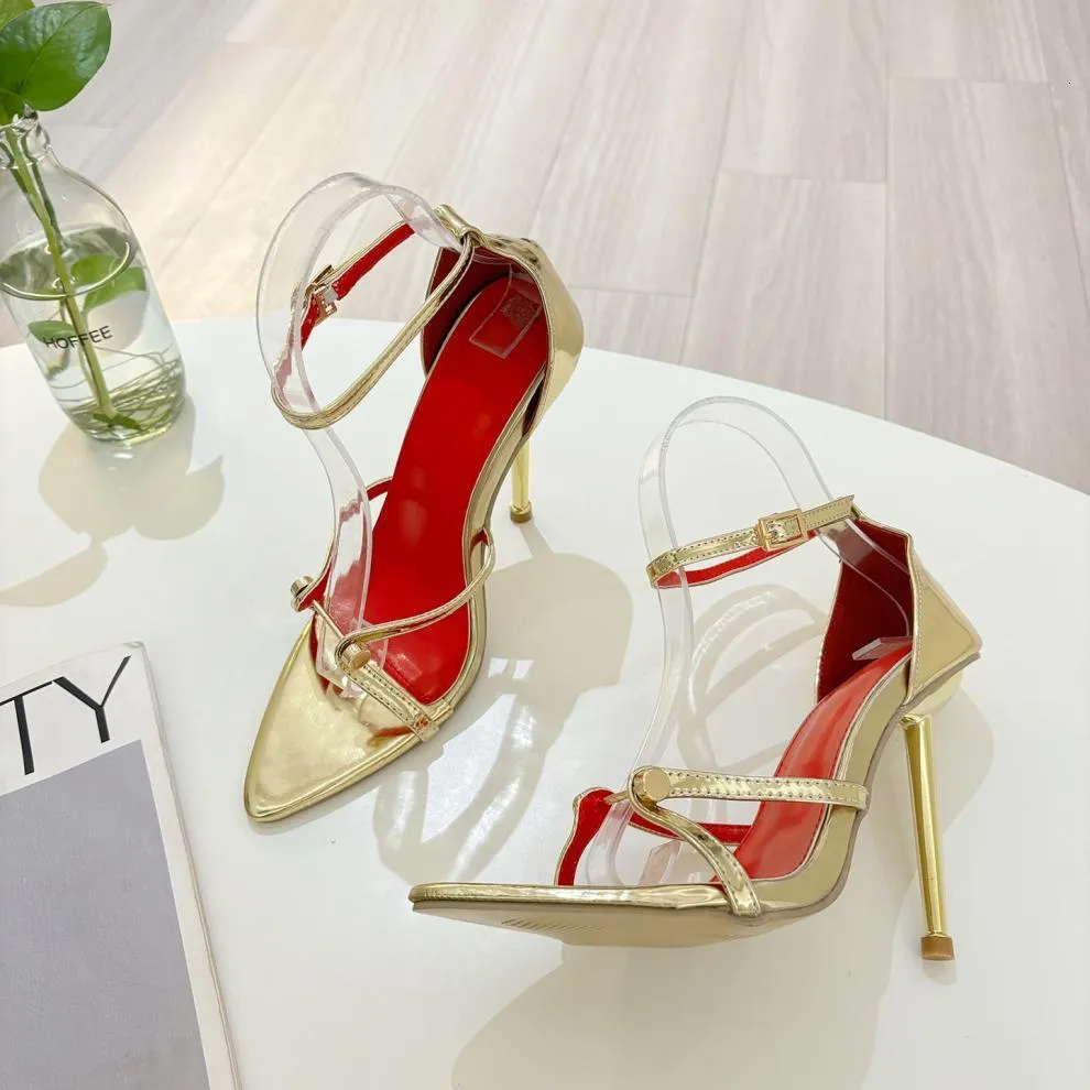Women’s Red Stiletto Heel Sandals With Ankle Strap For Summer_voghion.com