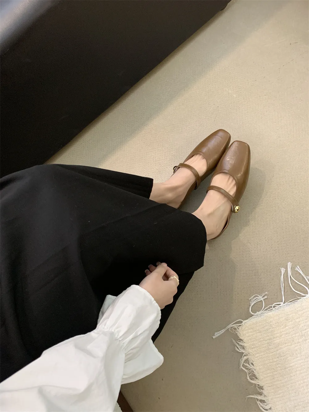Women's Multi-colour Mary Jane Mules Square Toe Flat Sandals_voghion.com