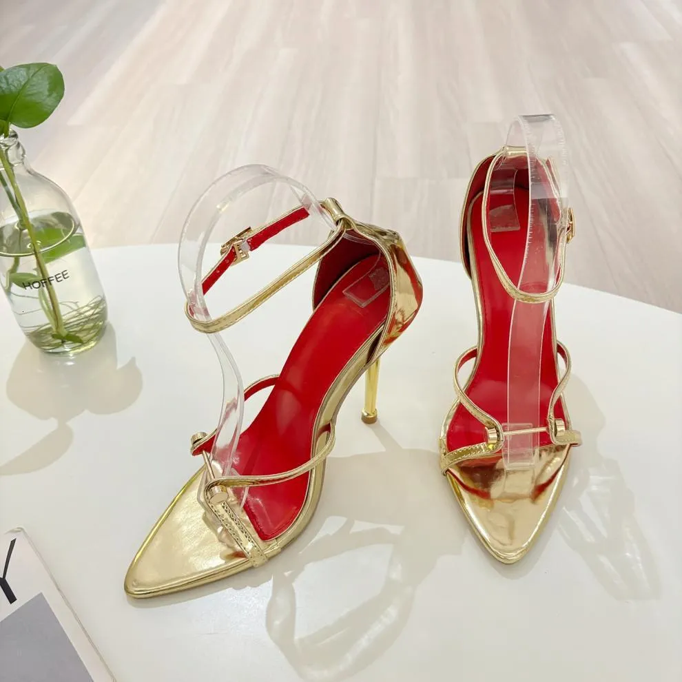 Women’s Red Stiletto Heel Sandals With Ankle Strap For Summer_voghion.com