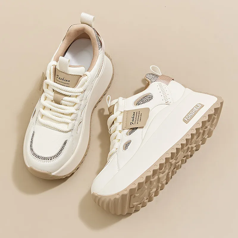 Hollow Cutout Platform Sneakers Women Lace Up Contrast Color Thick Wedge Sole Non Slip Casual Walking Dad Shoes_voghion.com