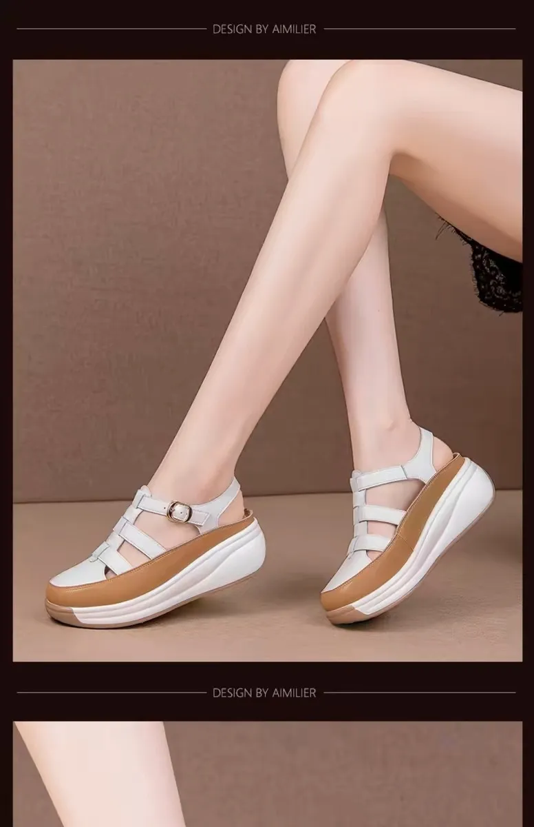 Damen Plateau Gladiator Sandalen Mit Keilabsatz Für Sommer_voghion.com