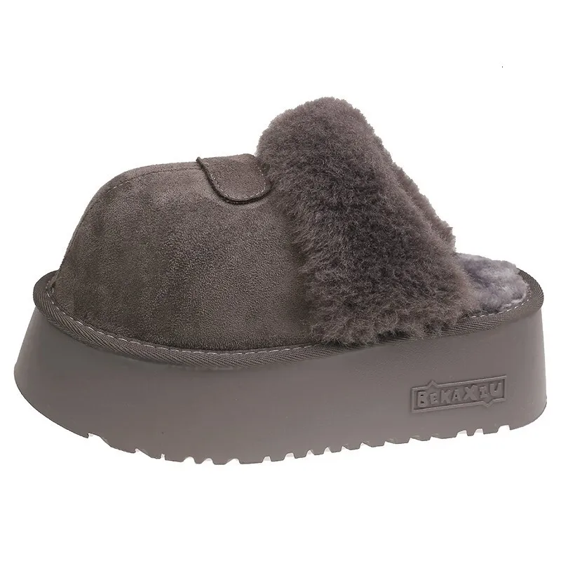 Womens Multi Non Slip Color Fuzzy Platform Slippers Suede Lined Closed Toe Winter Slides_voghion.com