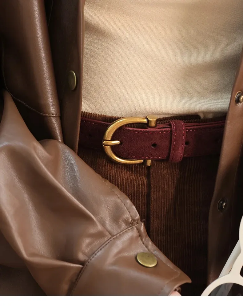 Genuine Leather Belt with Gold Buckle Fashion Retro Adjustable Amazon.com: VANNANBA Designer Belts for Women Top Grain  main image 4