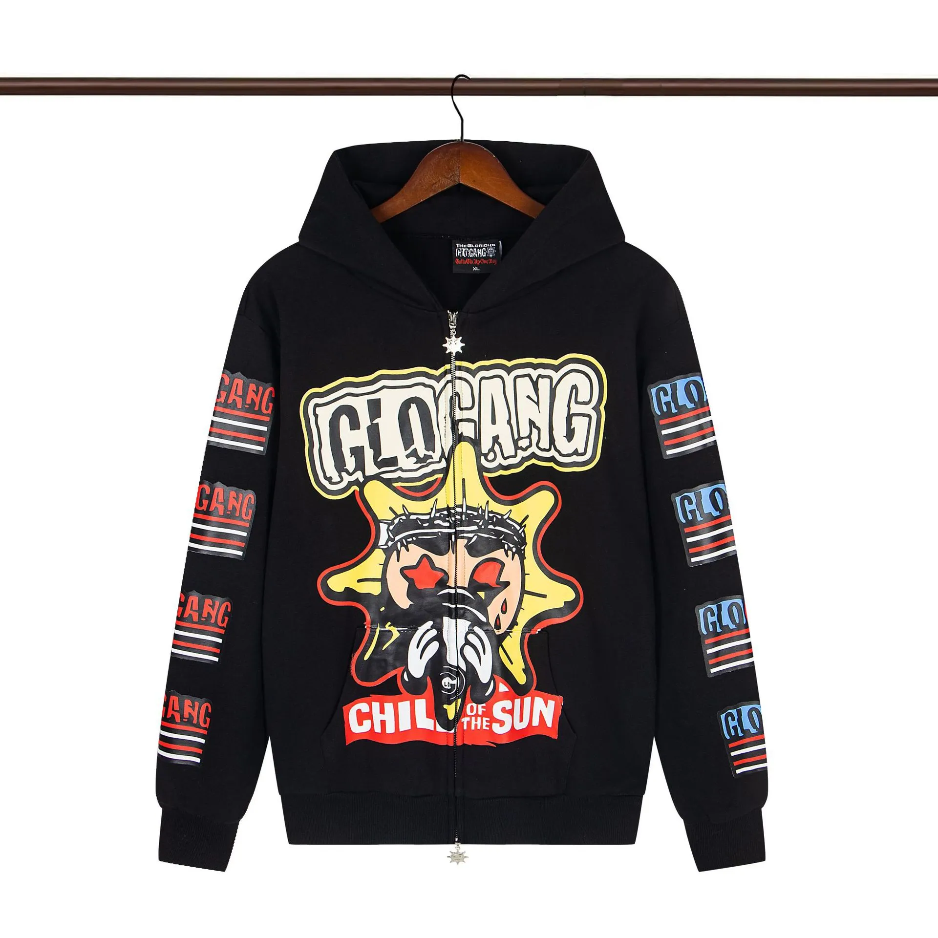 Spike Horn Glo Gang Zip Up Hoodie Gothic Glo Man From